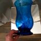 Turquoise blue bubble glass candle holder photophore