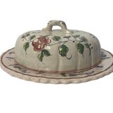 Nevers, cheese dome or butter dish in flowered earthenware, early 20th century