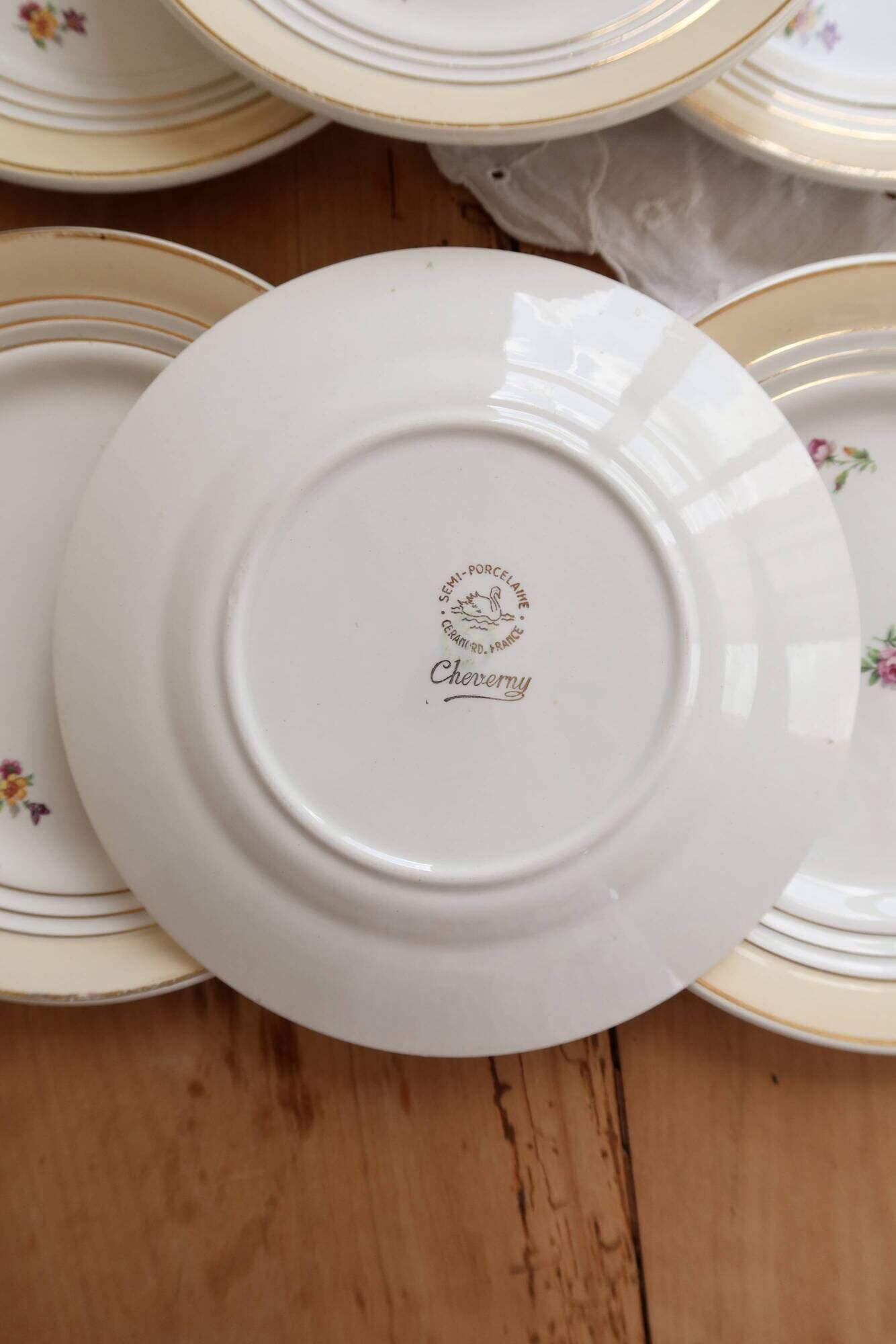 6 vintage dessert plates Céranord "Cheverny" - Floral pattern