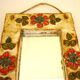 Miroir mural, céramique émaillée, signé La Roue Vallauris, vintage, 31,5 CM