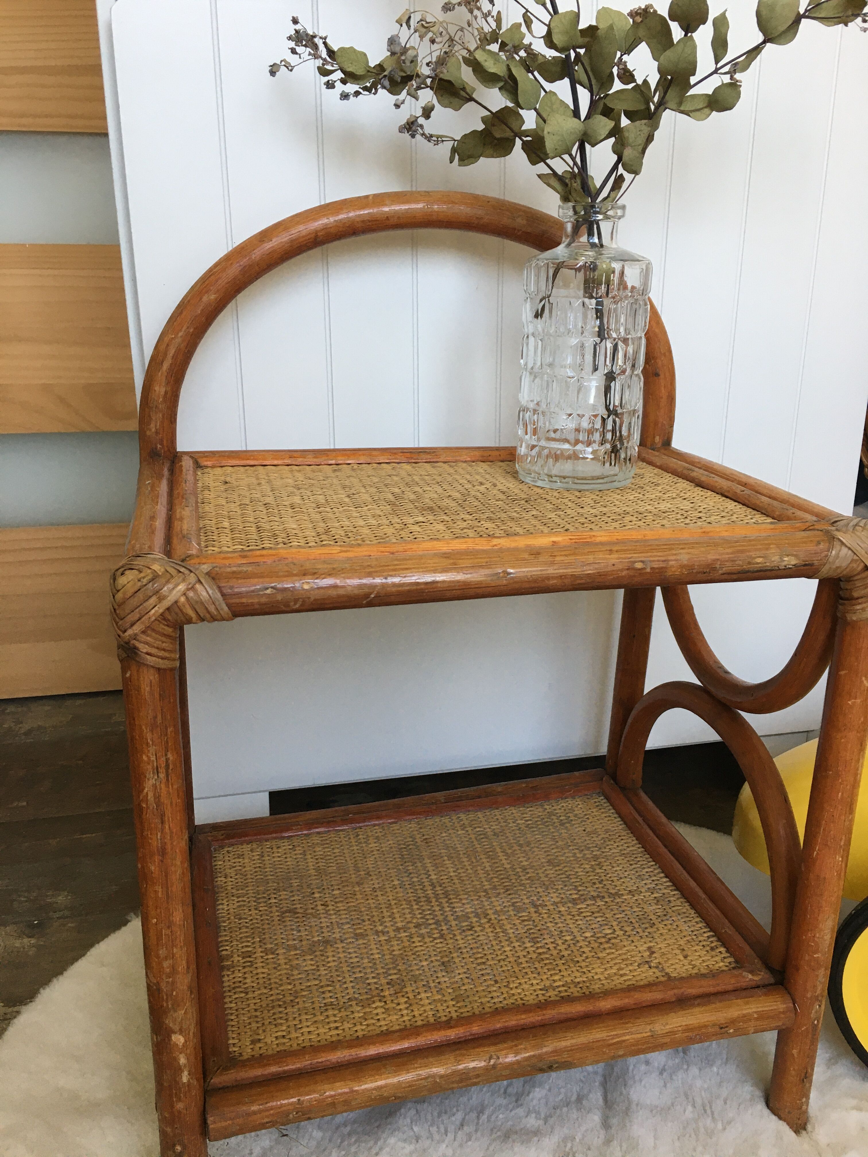 Rattan bedside table