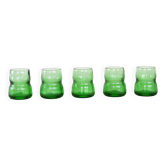 Set of green glasses, Italian design, 1970s, made in Italy