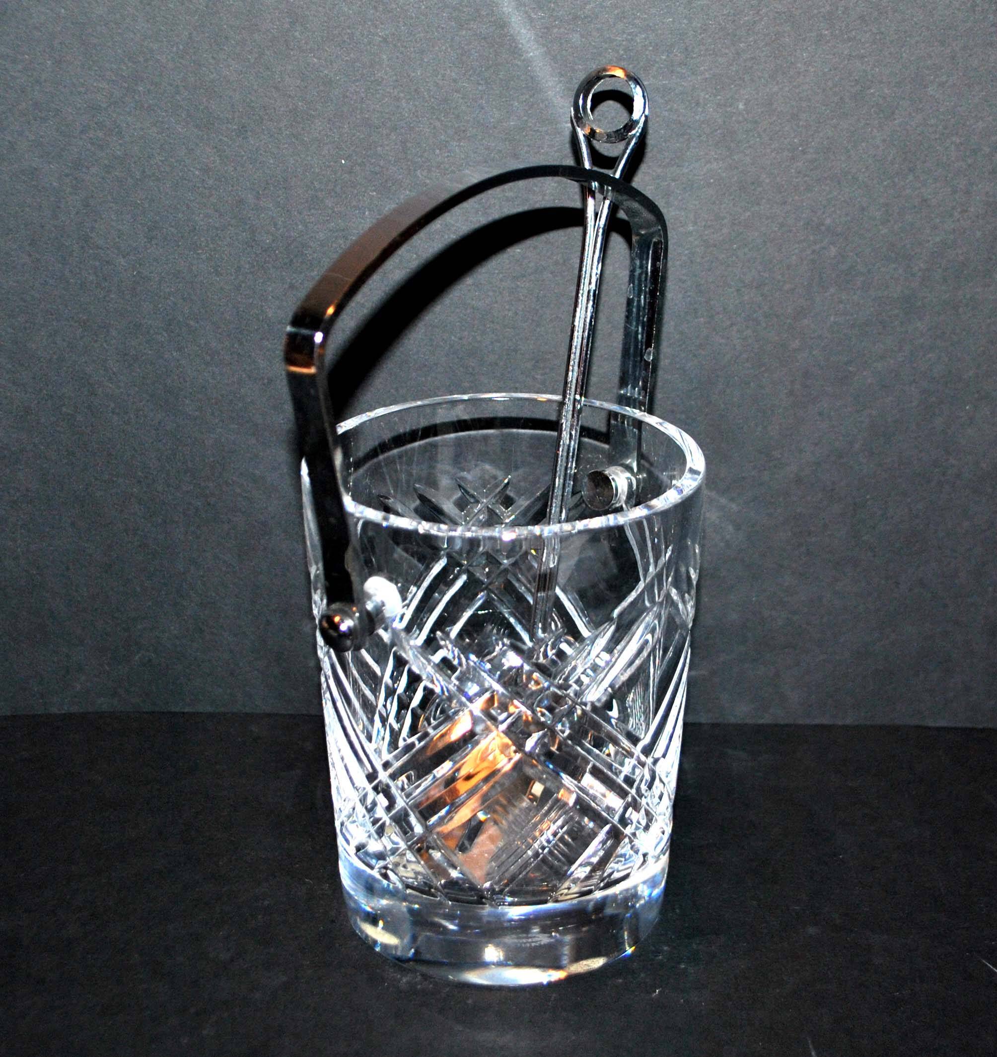 Vintage Crystal Ice Bucket - Ice Cube Pot and Spoon Signed Sèvres