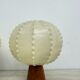 Pair of Goldkant Leuchten cocoon with teak base table lamps, 1970s