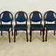 Lot de 12 chaises Baumann vintage assise Skaï bleu