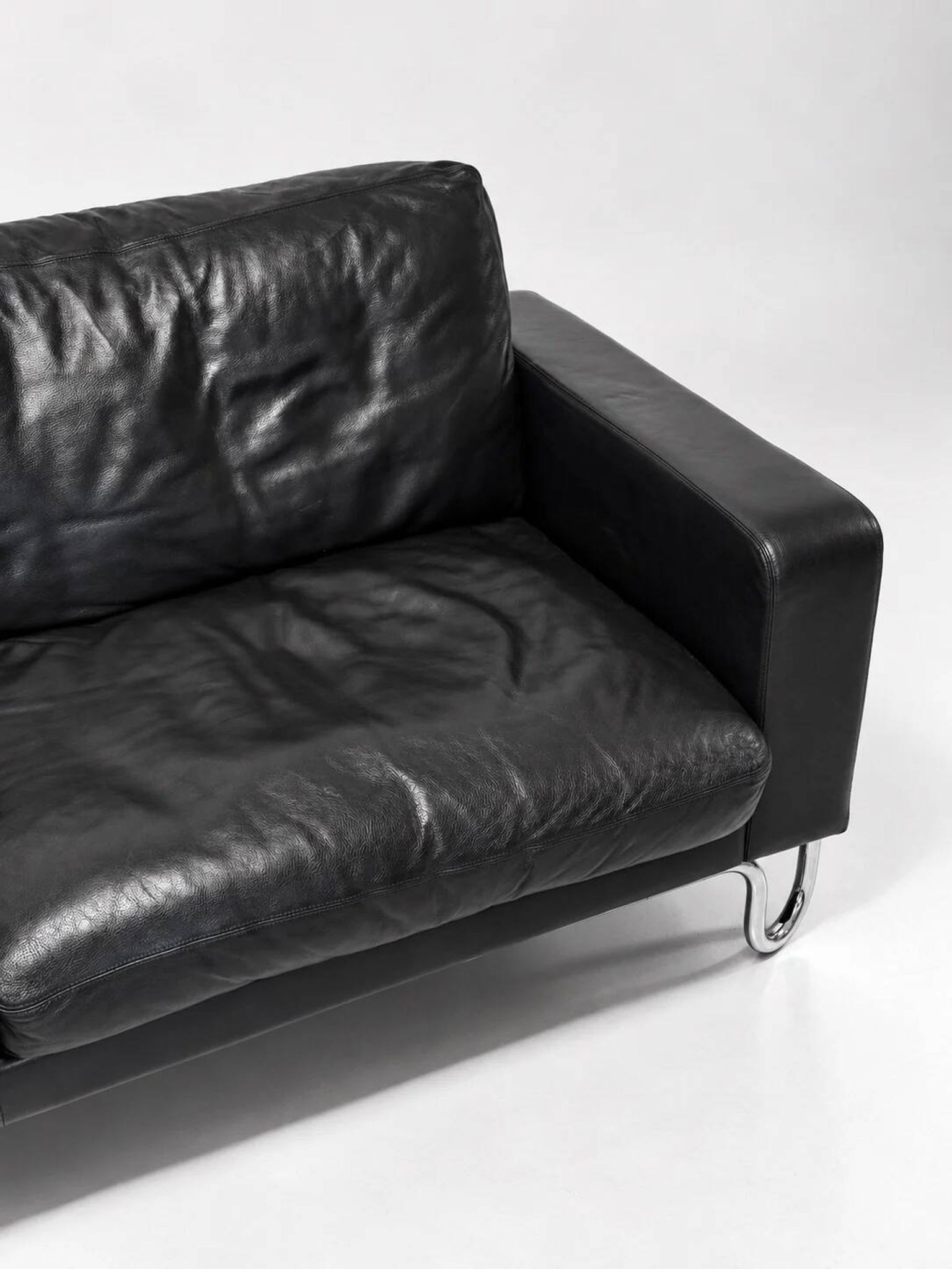 3-seater sofa W.H. Gispen for Dutch Originals, black leather and chrome