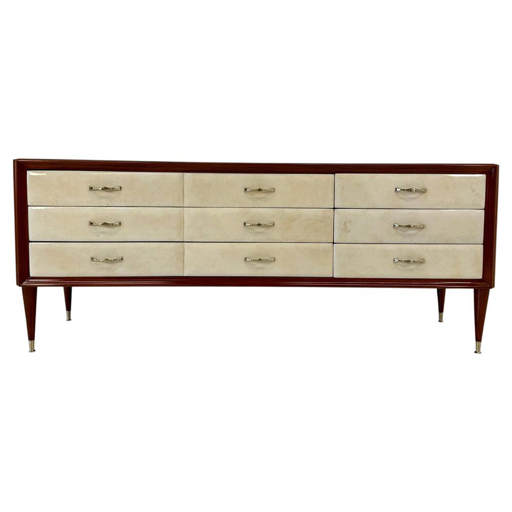 1950s Italian Chest of Drawers in Parchment, Attributed to Paolo Buffa