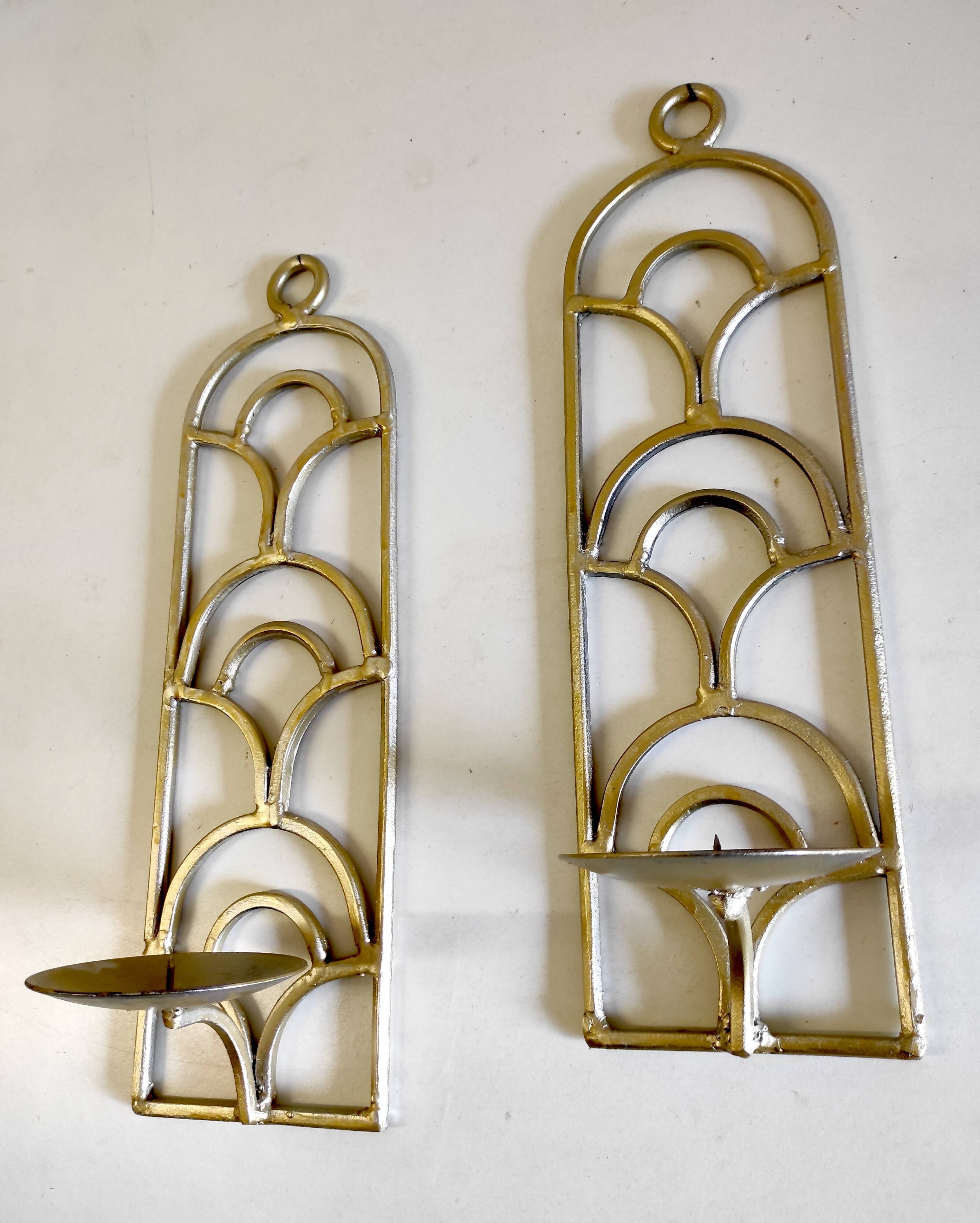 Duo d’appliques bougeoir en métal doré