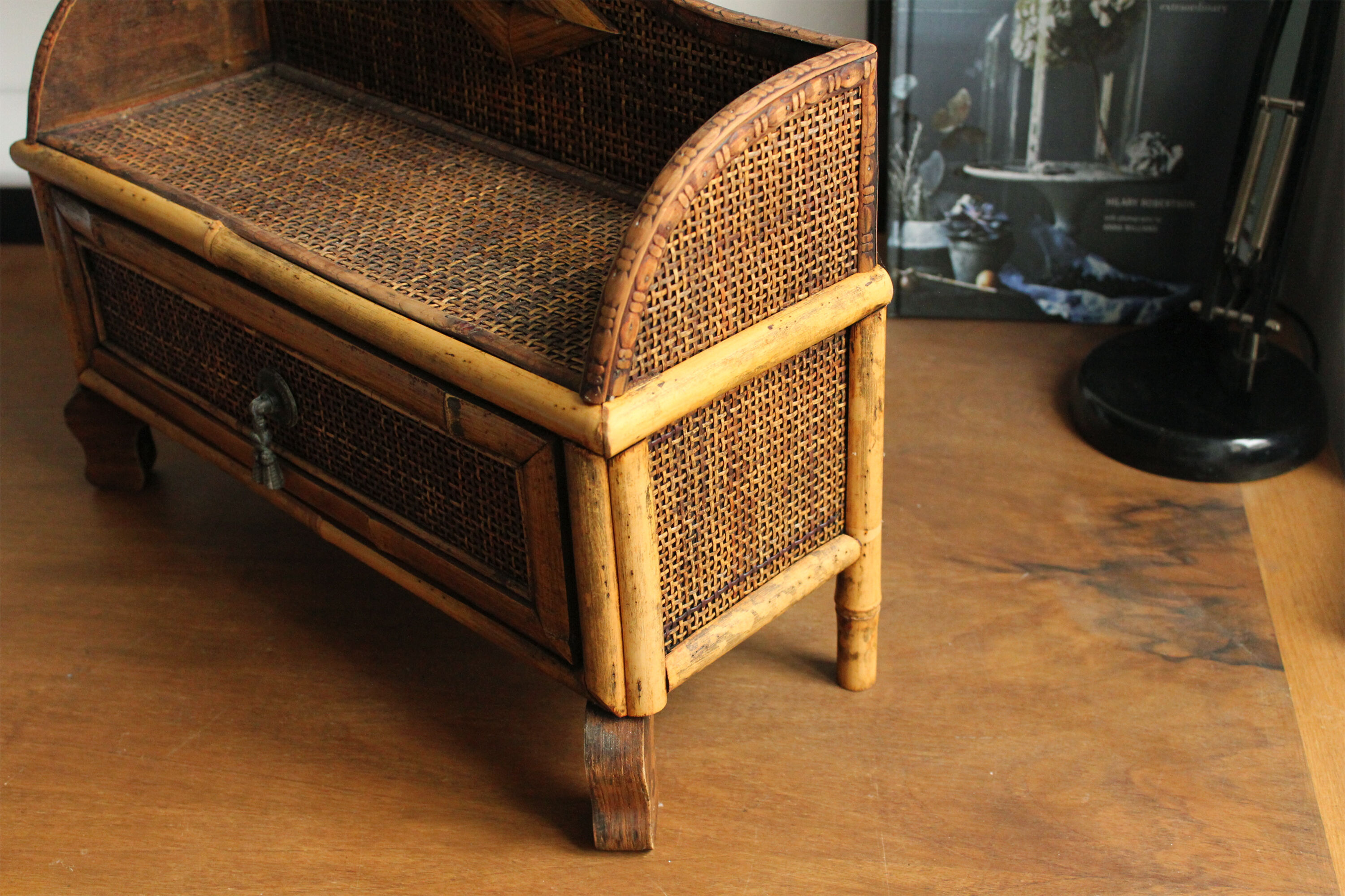 Office or bedroom storage furniture in rattan and wicker