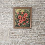 Tableau Huile sur Toile Nature morte fleurs Coquelicots Signé P Livera