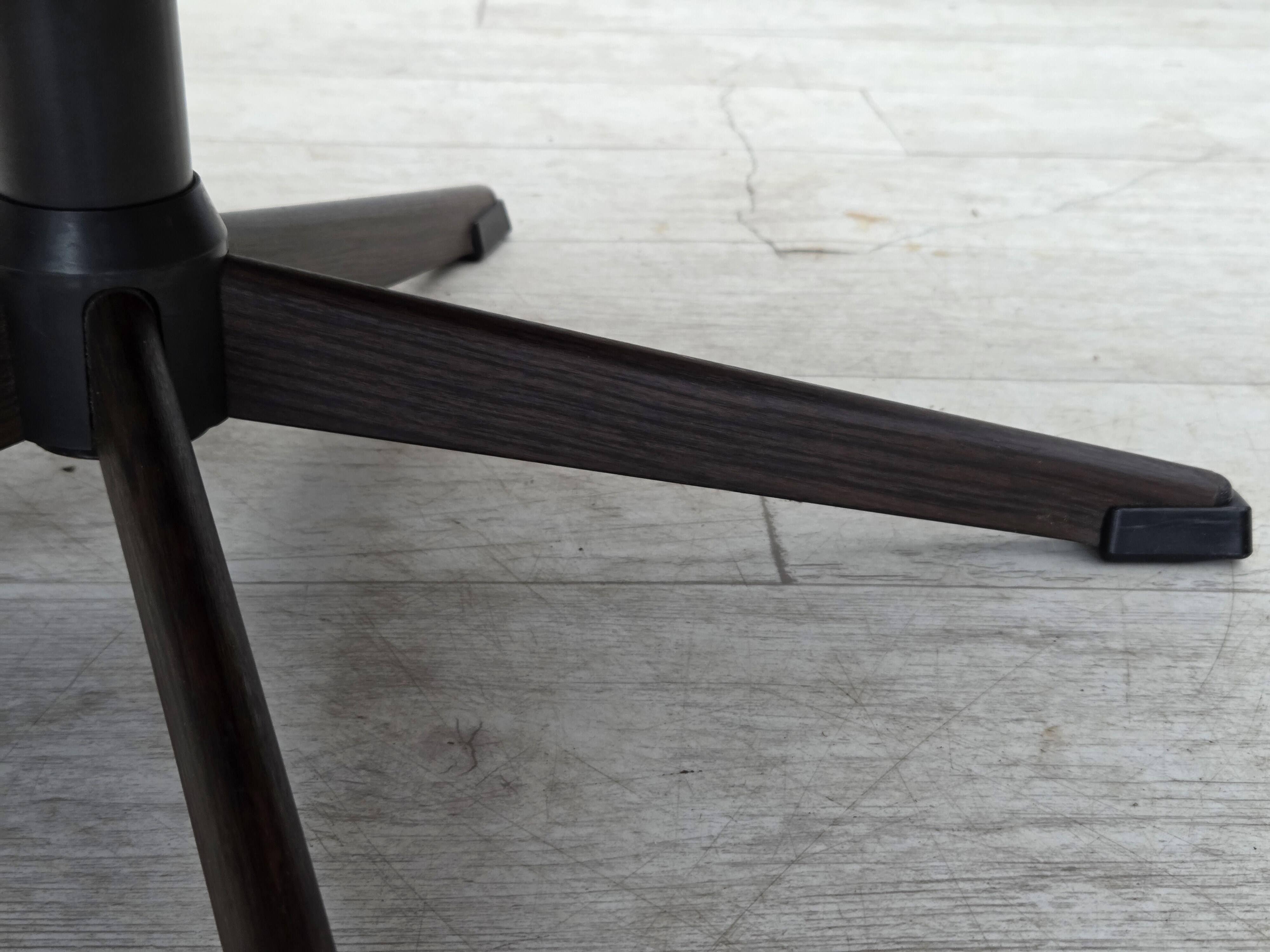 1970s, Danish swivel armchair, furniture corduroy, dark beech wood.