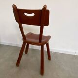 Set of 4 Imperial Loyalist brutalist wooden chairs, vintage 60s design