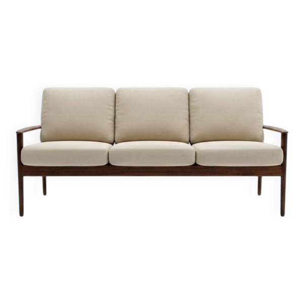 Canapé scandinave 3 places par Grete Jalk pour Poul Jeppesen, 1960