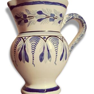 Blue and white earthenware jug