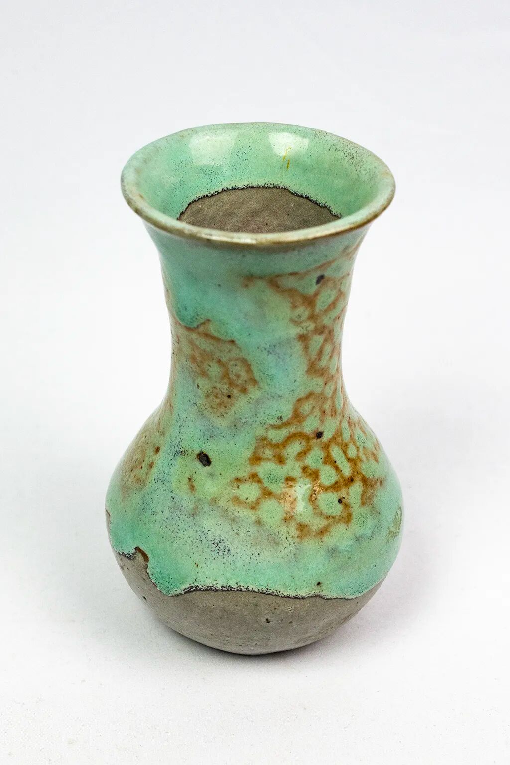 Eugène Lion, stoneware vase from Puisaye, Carriès school, turquoise glaze.