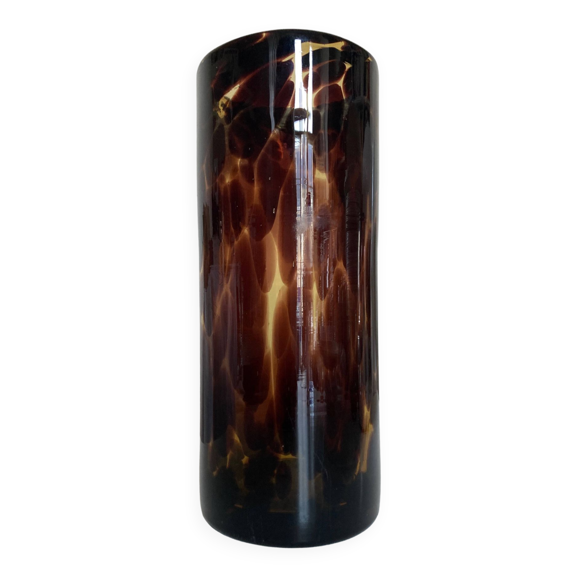 XL macchia glass vase a macchia tortoiseshell Italian design 1970