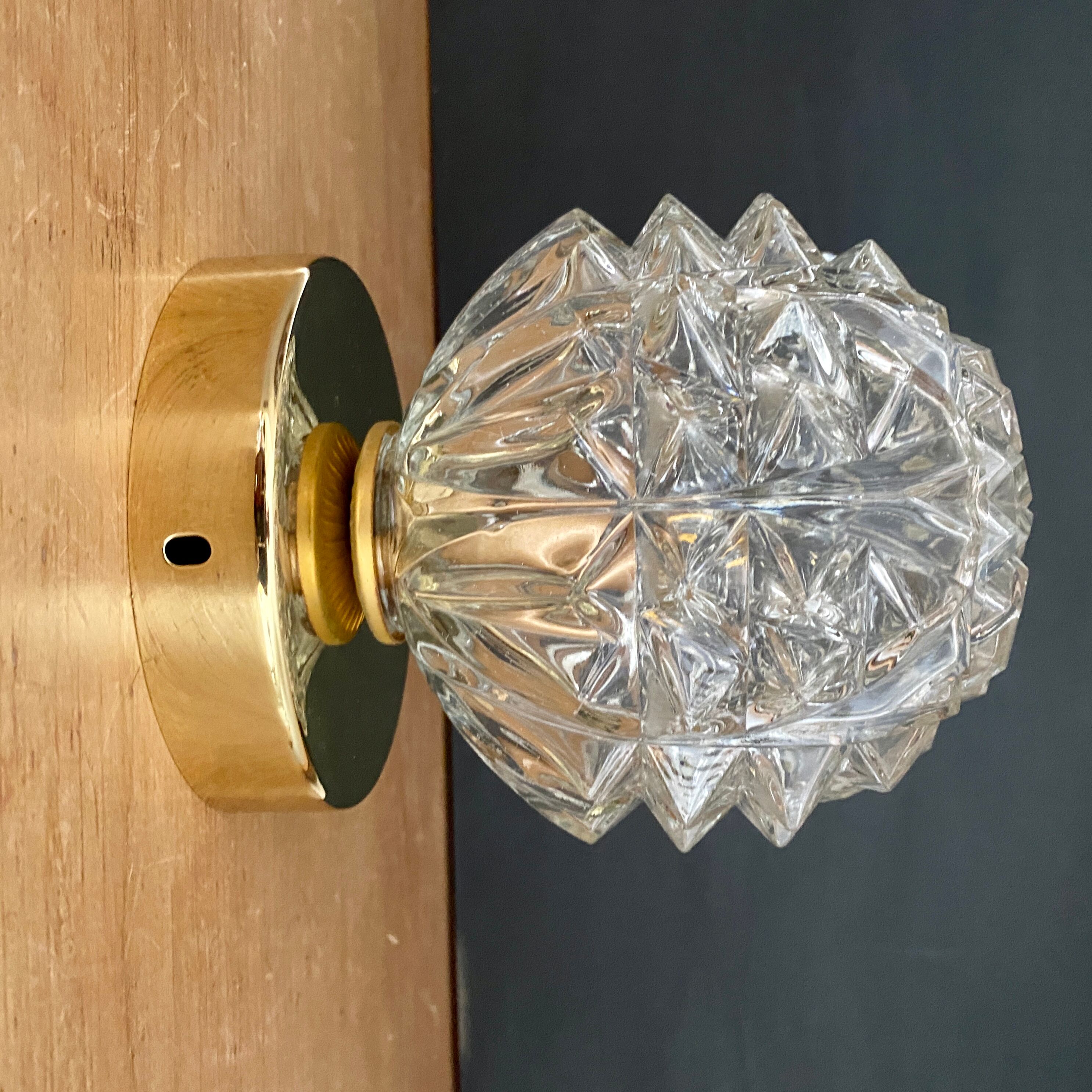 Vintage globe wall lamp, ceiling lamp in molded glass
