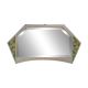 Vintage geometric mirror with floral decoration – painted patinated wood – 79 cm