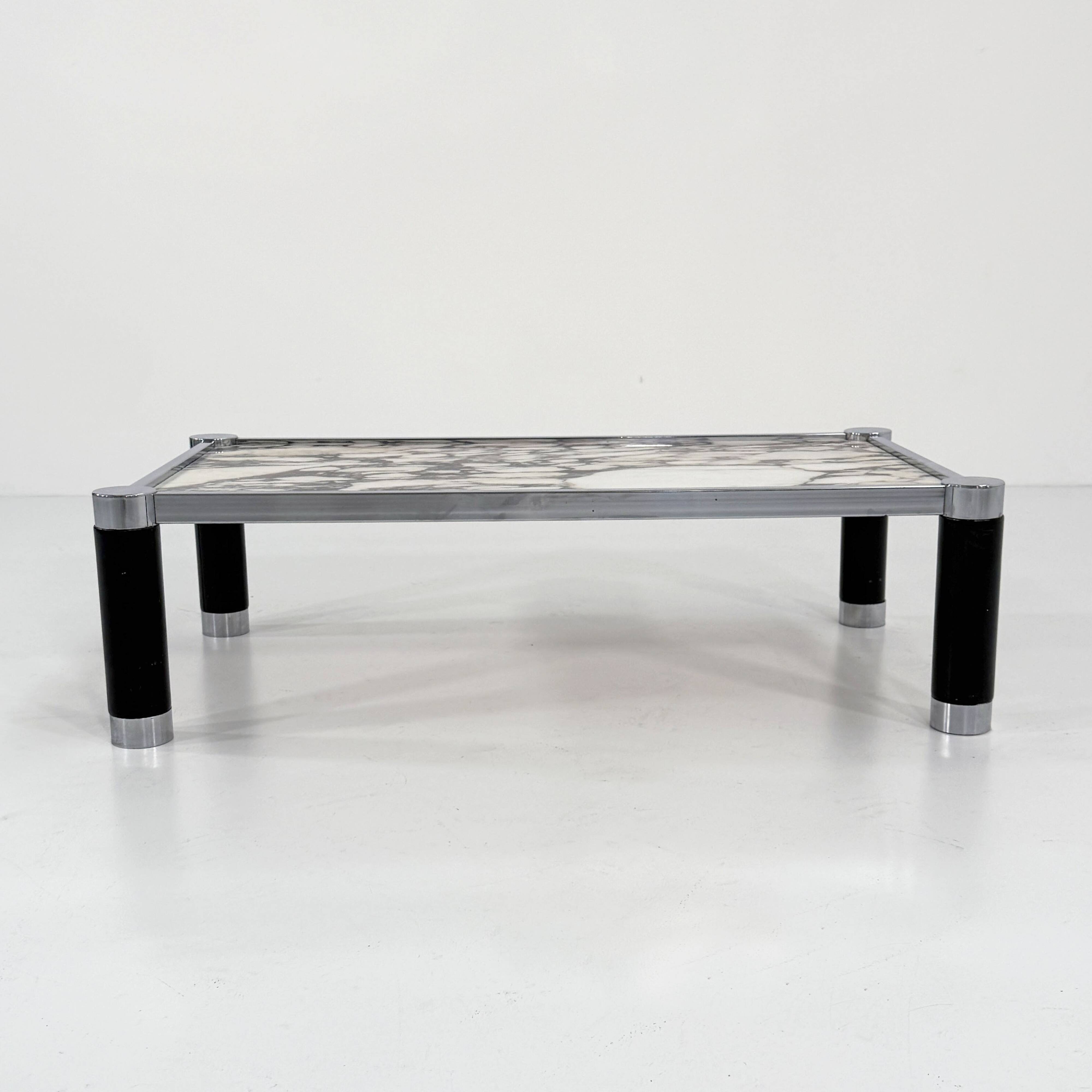 Postmodern coffee table in Calacatta Violetta marble, 1980