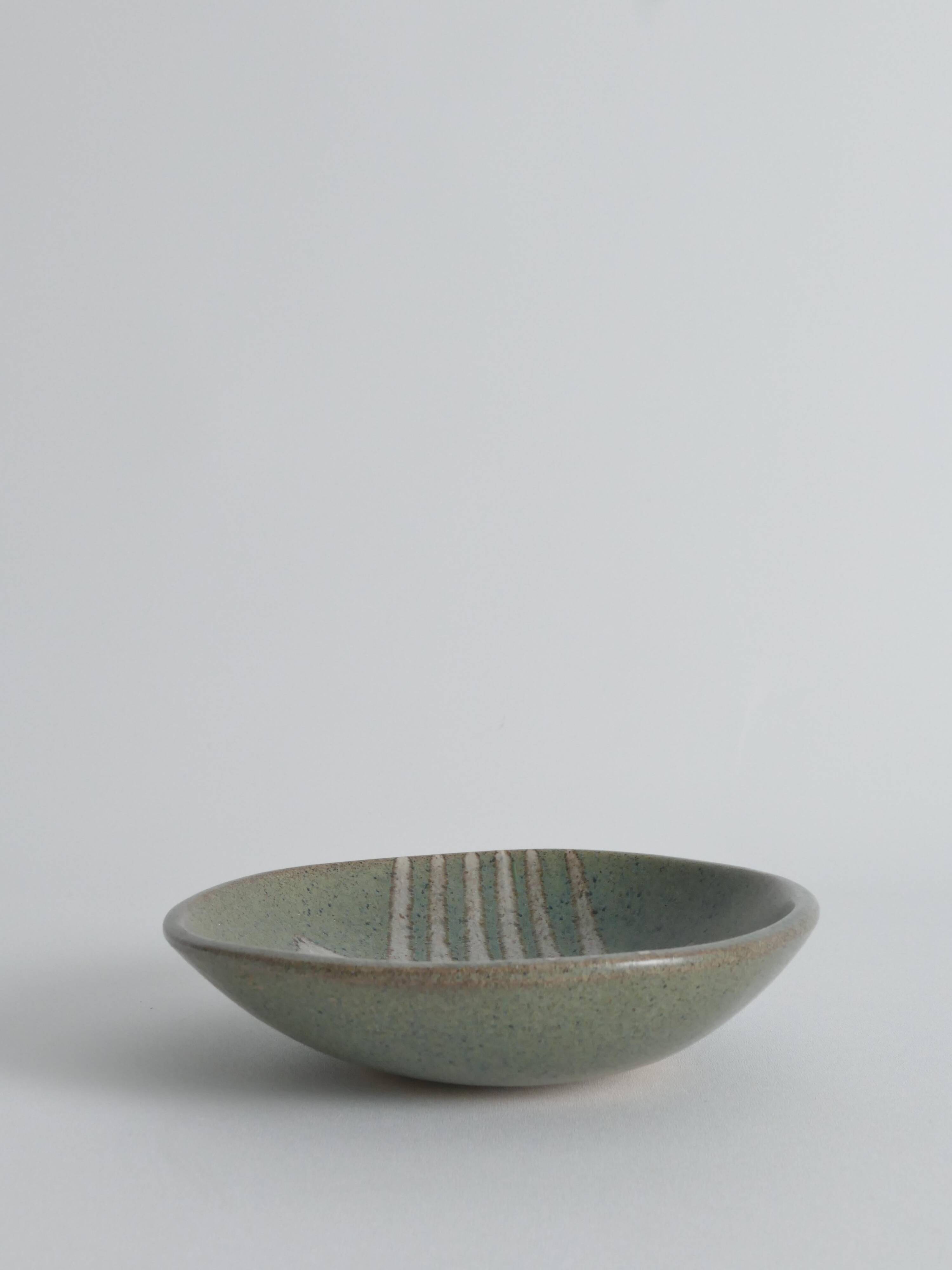 Midcentury-Modern Handmade Stoneware Bowl with Abstract Motif, 1960s
