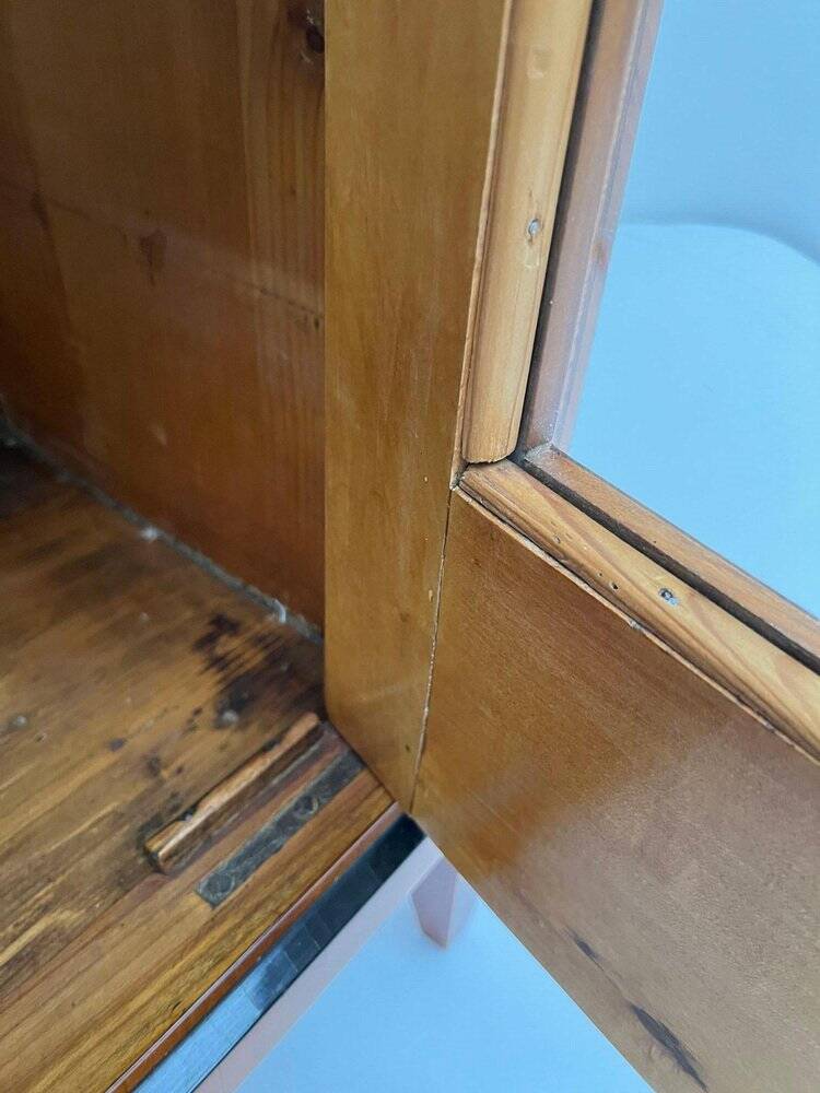 Biedermeier Display Cabinet in Cherry Veneer, Ash Burl, Austria, 1820s