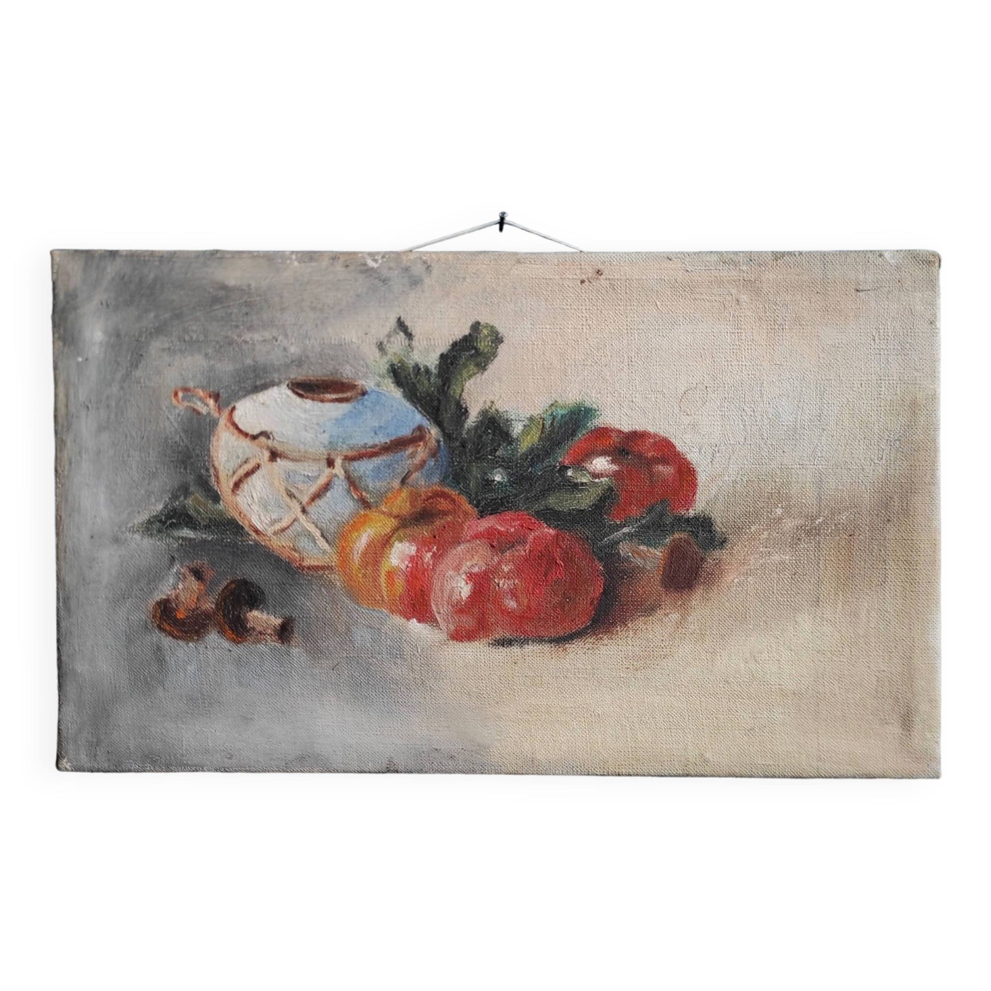 French vintage still life, oil on canvas