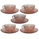 Lot de 5 tasses à café + sous-tasses – Verre rose Rosaline Arcoroc – Années