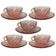 Set of 5 coffee cups + saucers – Rosaline Arcoroc pink glass – 1970s