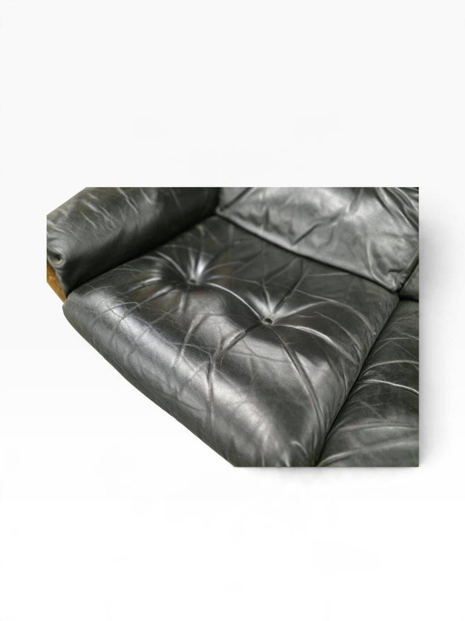 Vintage black leather armchair/sofa/living room by Eric Merthen