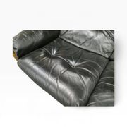 Vintage black leather armchair/sofa/living room by Eric Merthen