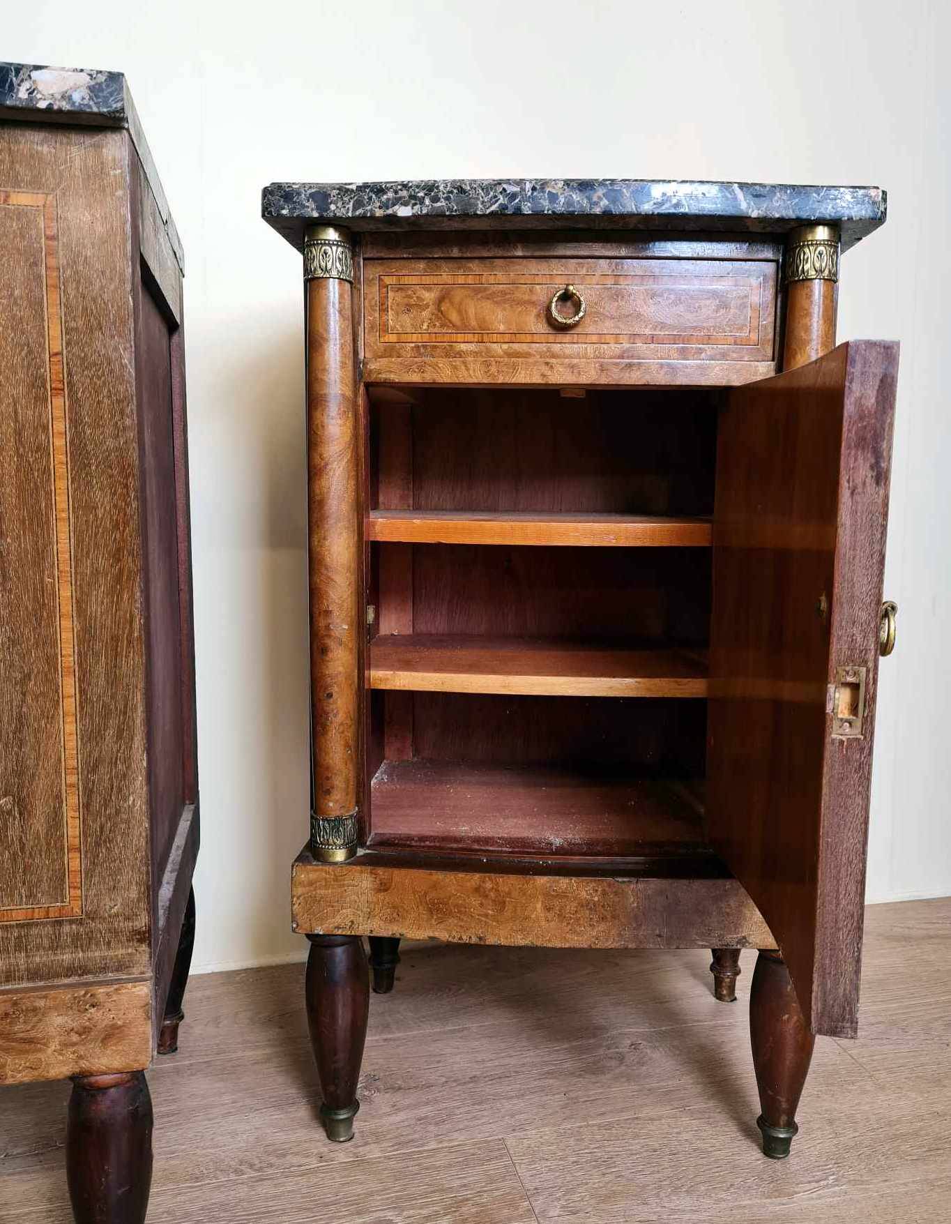 Pair Of Empire Style Furniture In Marquetry