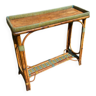 Vintage 1950s rattan console