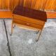 Danish storage cart in brown teak and wicker, 1960s, Mid-Century style.