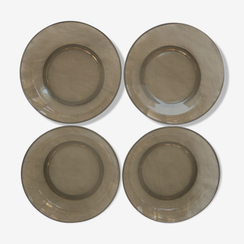 Lot of 4 hollow plates Vereco smoked colori