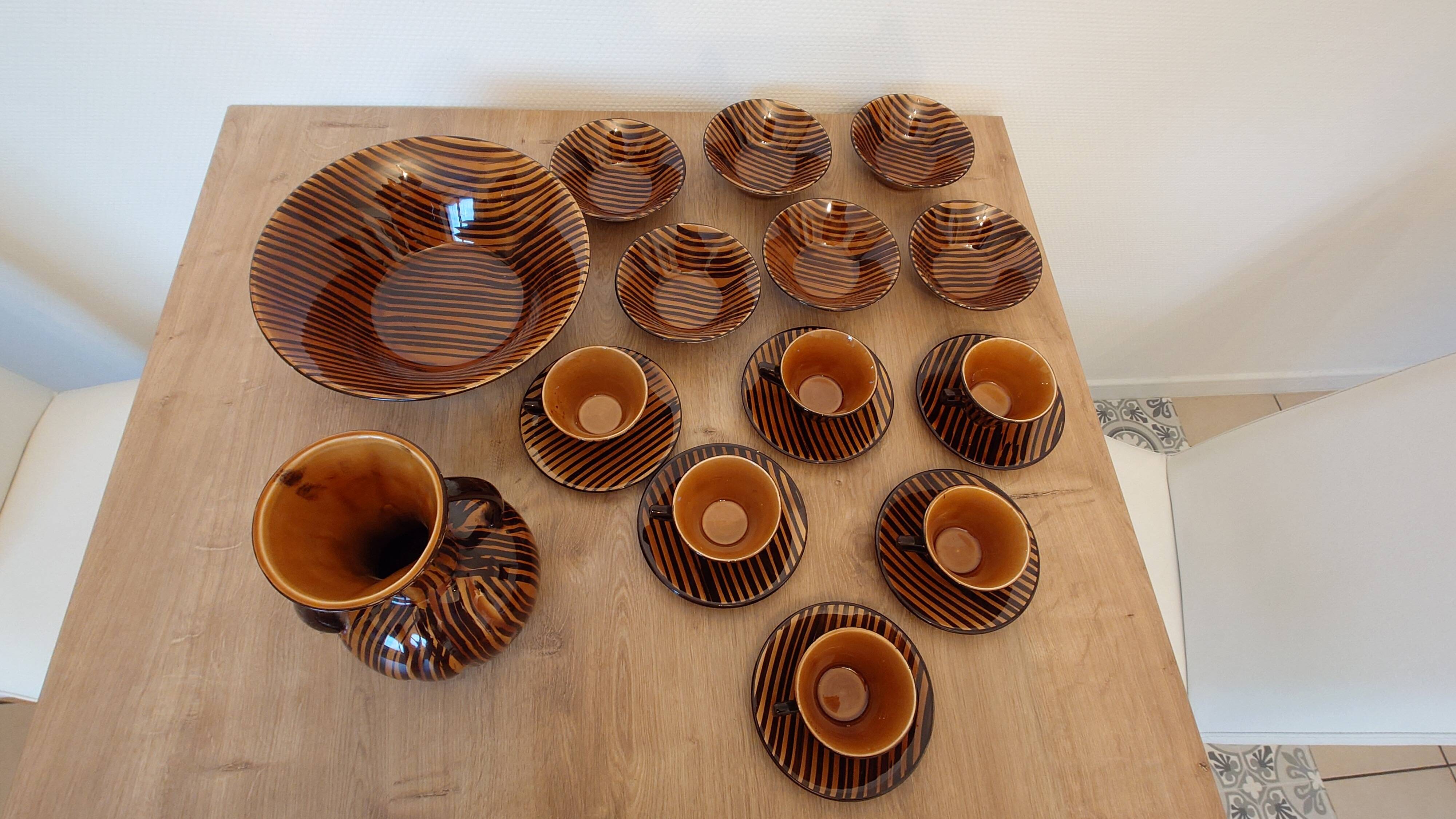 Sarreguemines Domino service, 1960s - 20 pieces