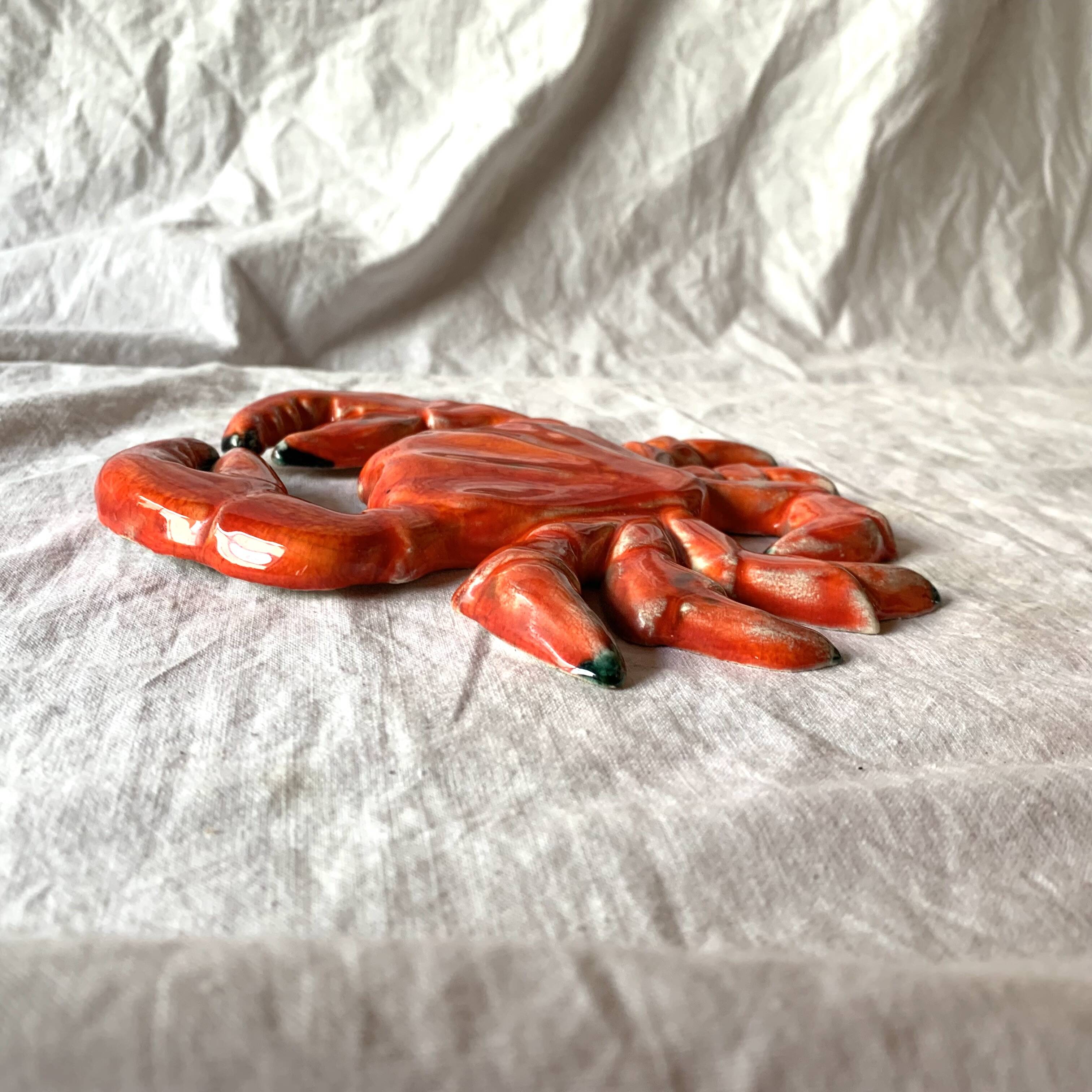 Vintage Red Ceramic Crab Wall Decor