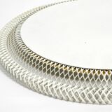 Pair of Mid Century wall mirrors with brass rim and white metal frames