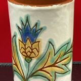 Vintage ceramic, 70" vintage cornflower enameled brush pot to identify