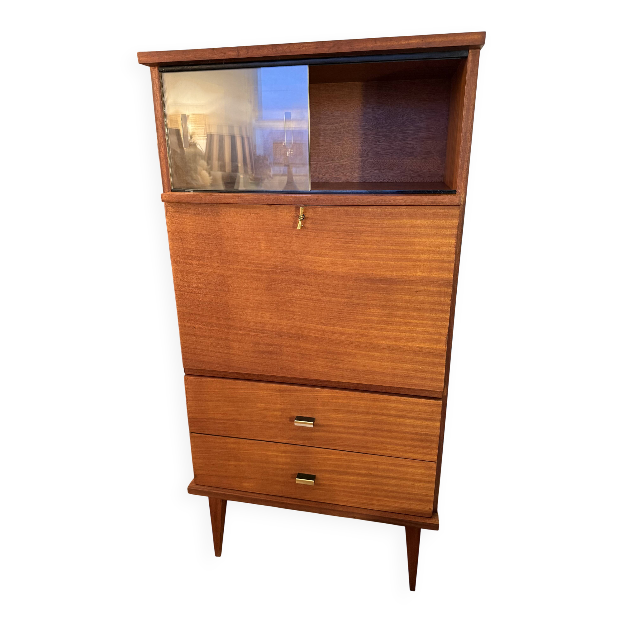 Secrétaire vintage en placage acajou