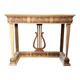 Console italienne naturelle en bois de noyer et incrustations en érable et noyer