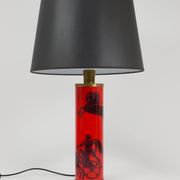 Piero Fornasetti Grande table lamp Bighe red and black mid-century, Italy, 1950s