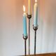 CANDLE HOLDER 3 Lights METAL Patinated Chrome