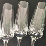 Set of 6 crystal cut champagne flutes