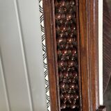 Oriental mirror in carved and turned wood inlaid with mother-of-pearl H 44/L 38 cm