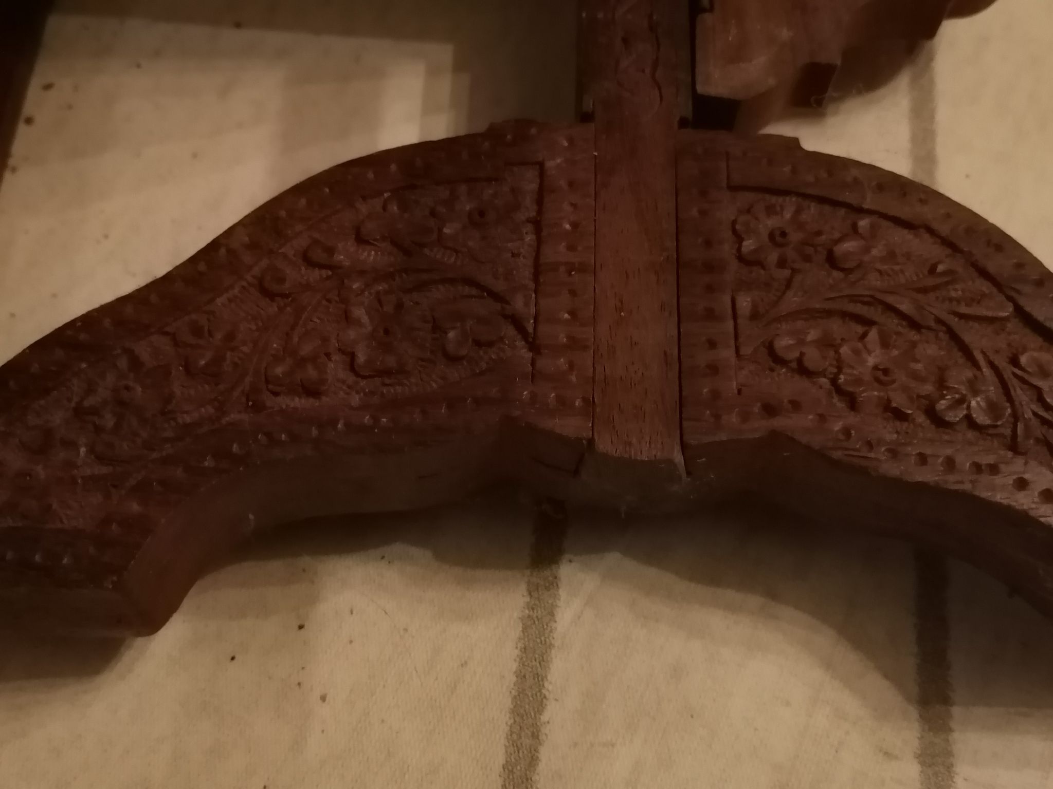 Shelf folding tray carved wood shelf 3 levels 6 shelves India