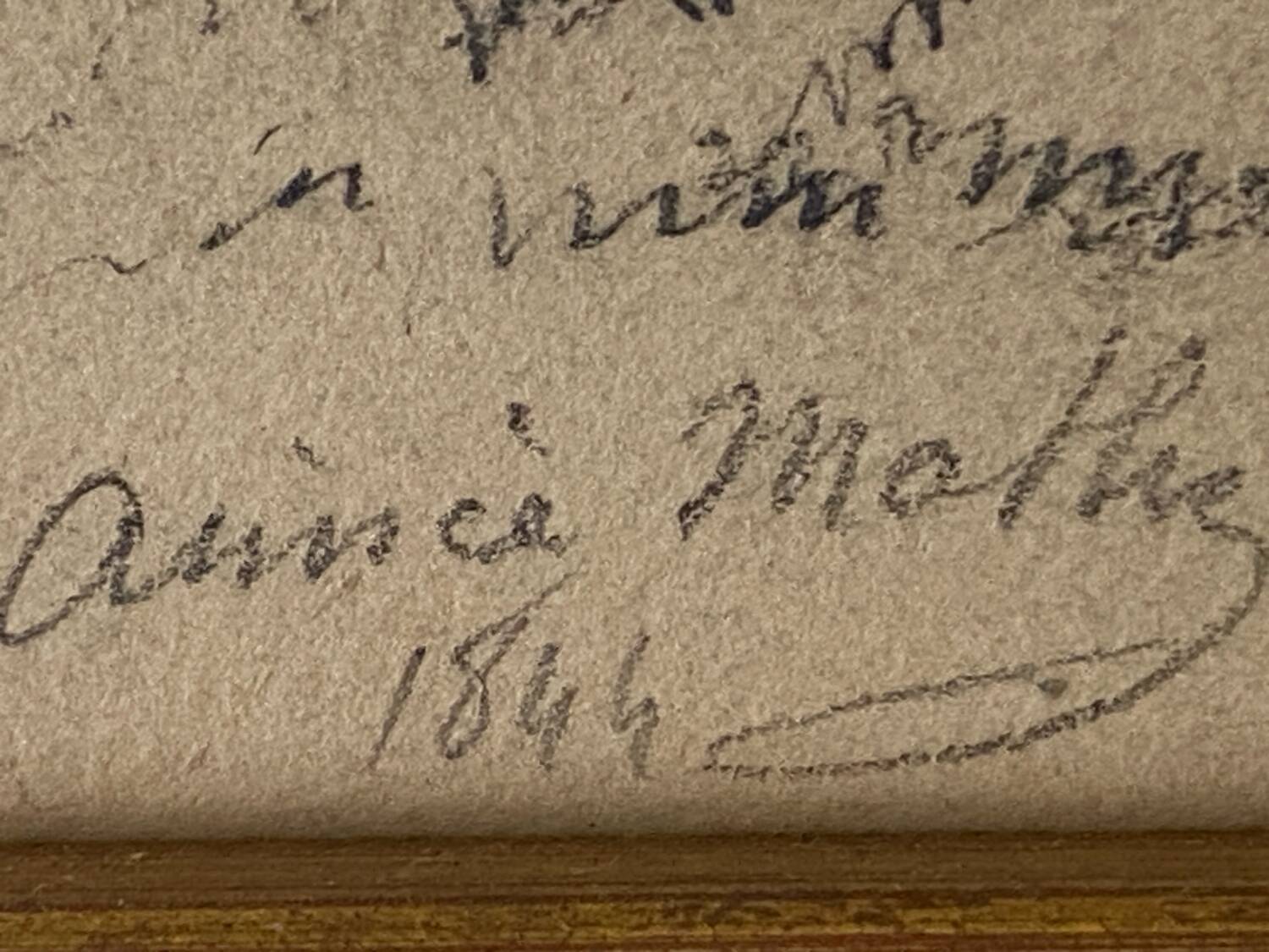 Dessin d’étude original à la mine de plomb signé daté 1844