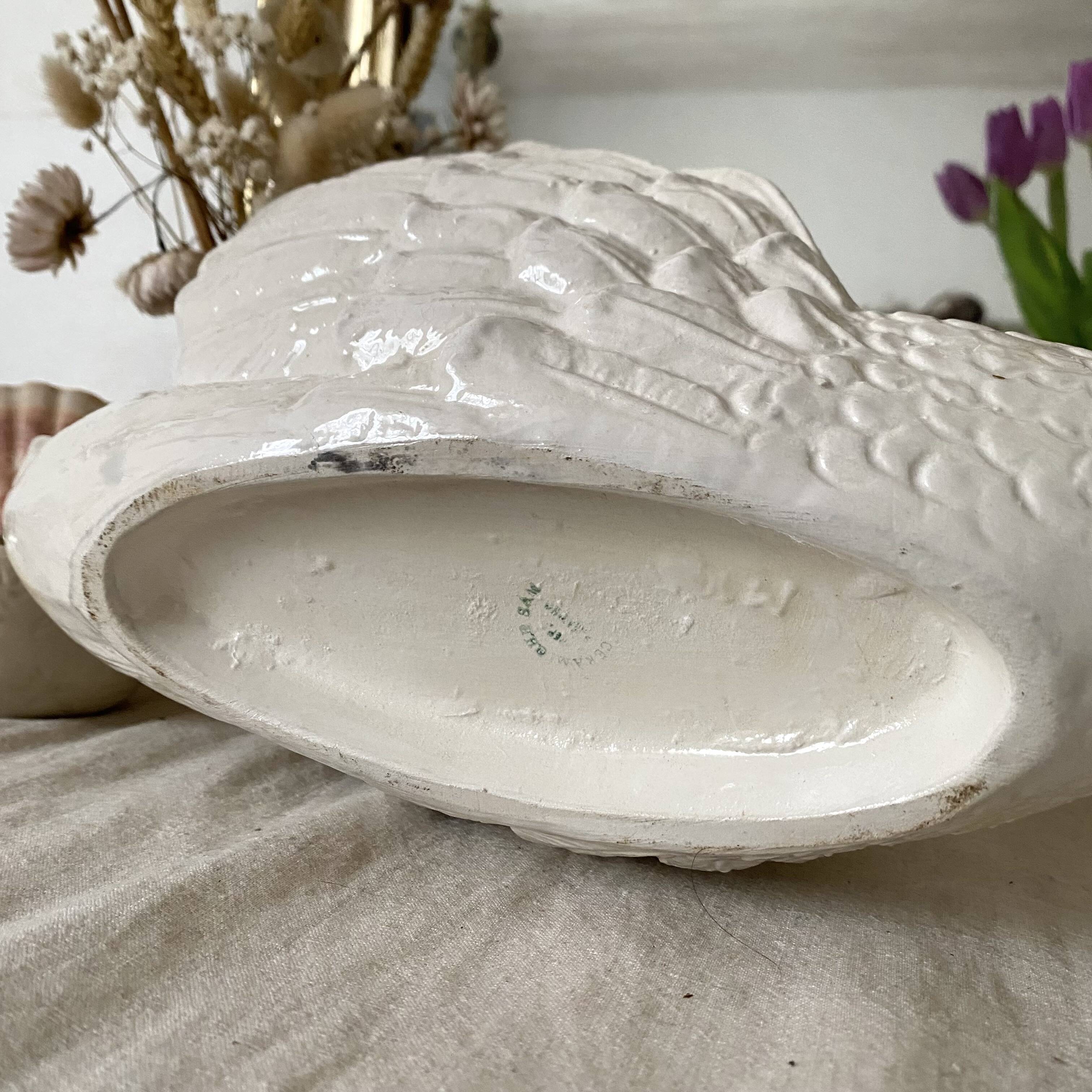 Vintage ceramic grand swan, antique carafe.