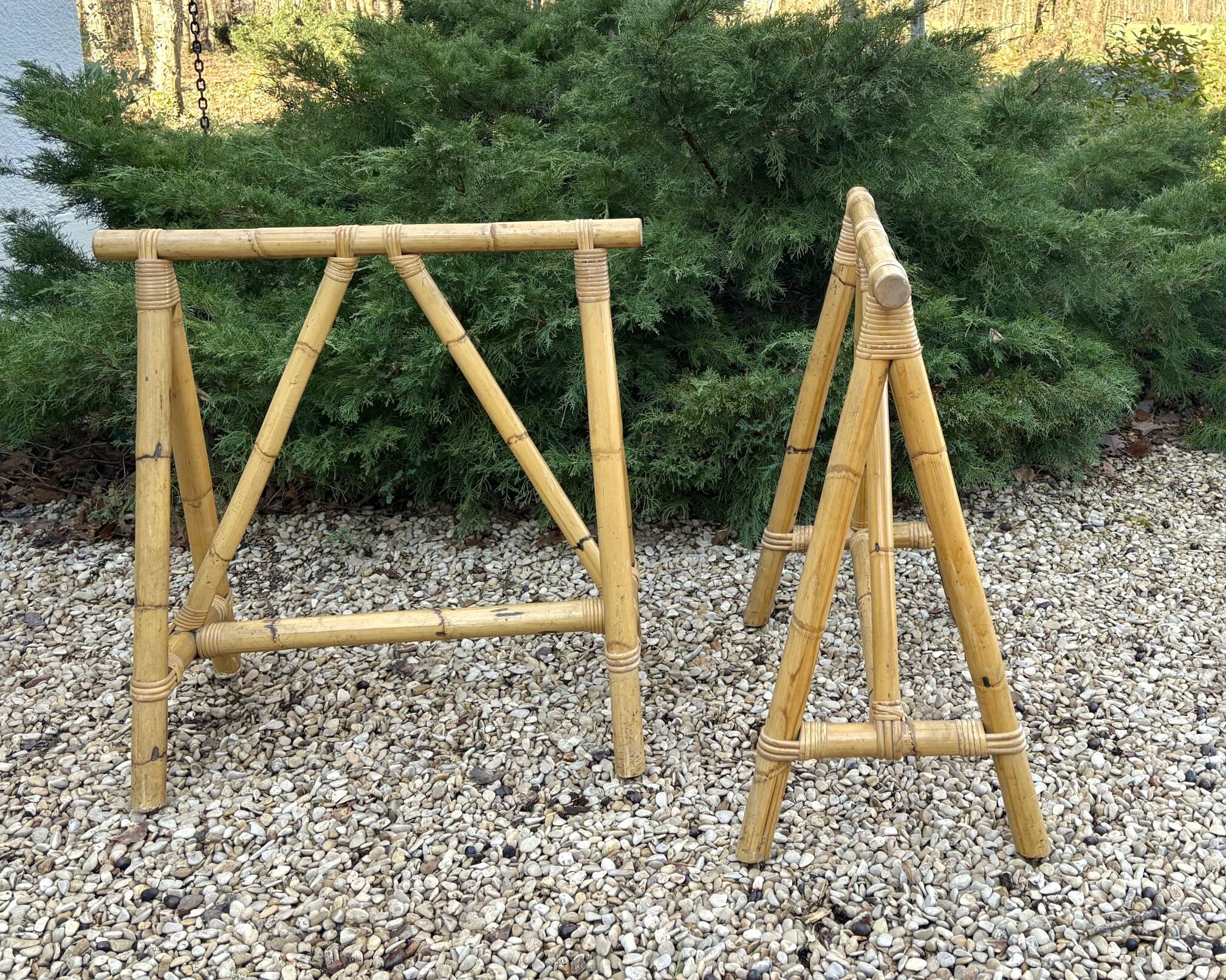 Bamboo trestles for desk or table, 1970s