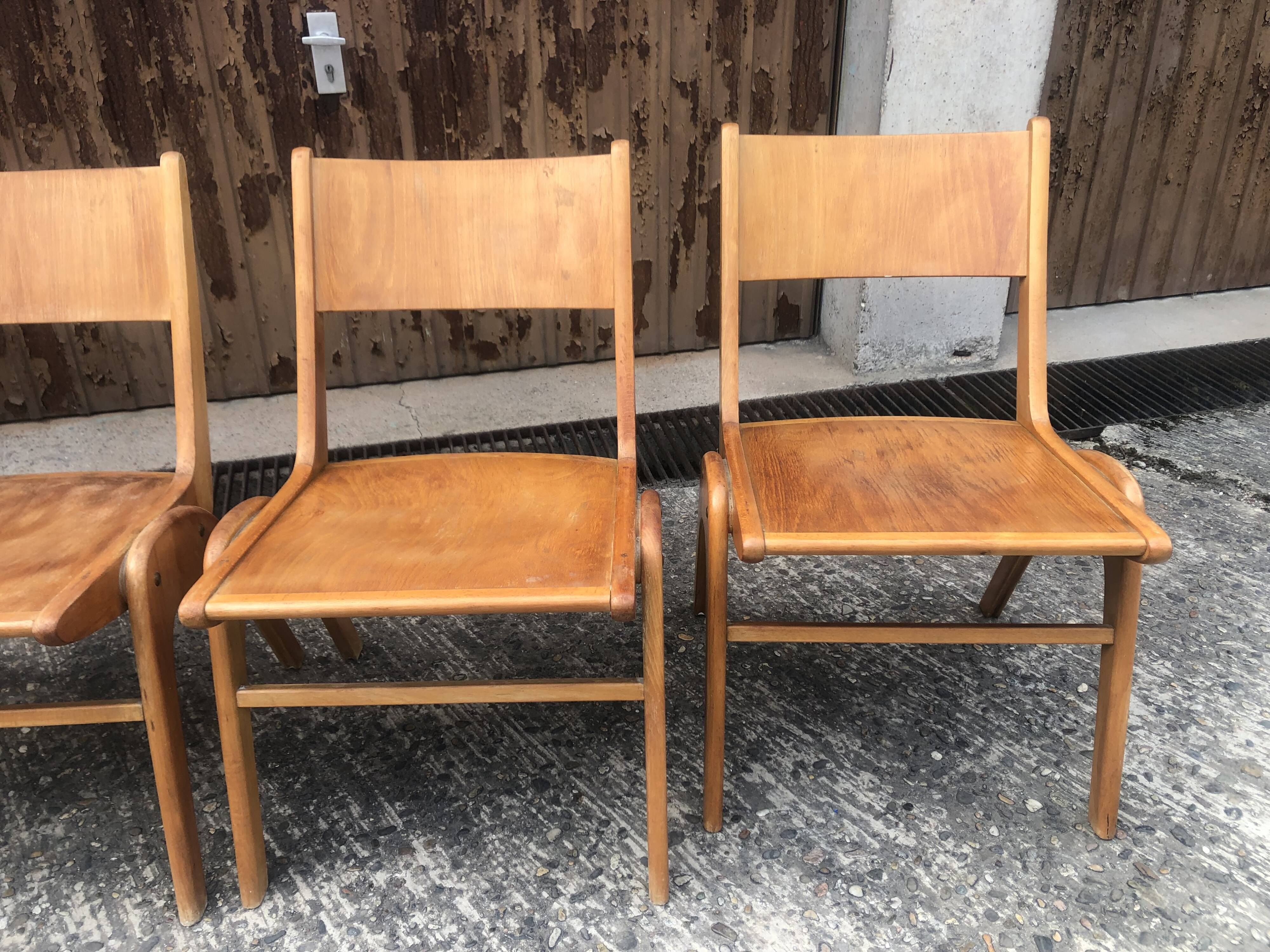 Vintage blond wood chairs 60s