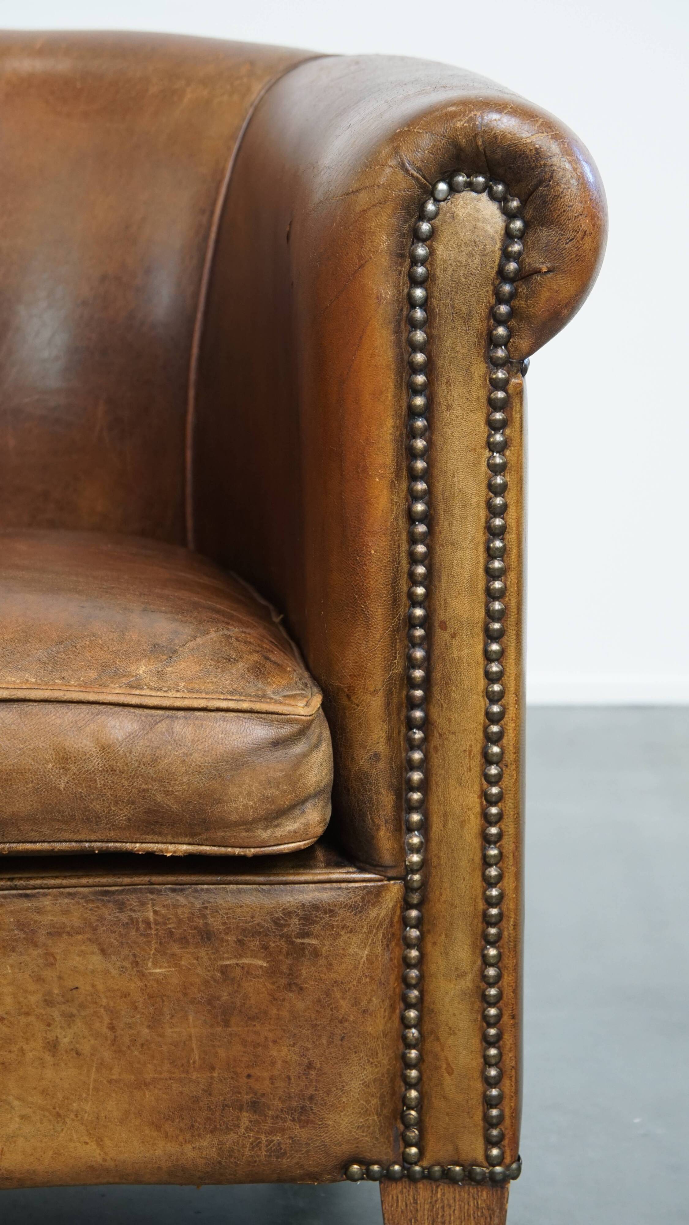 Vintage Sheepskin Leather Club Chair